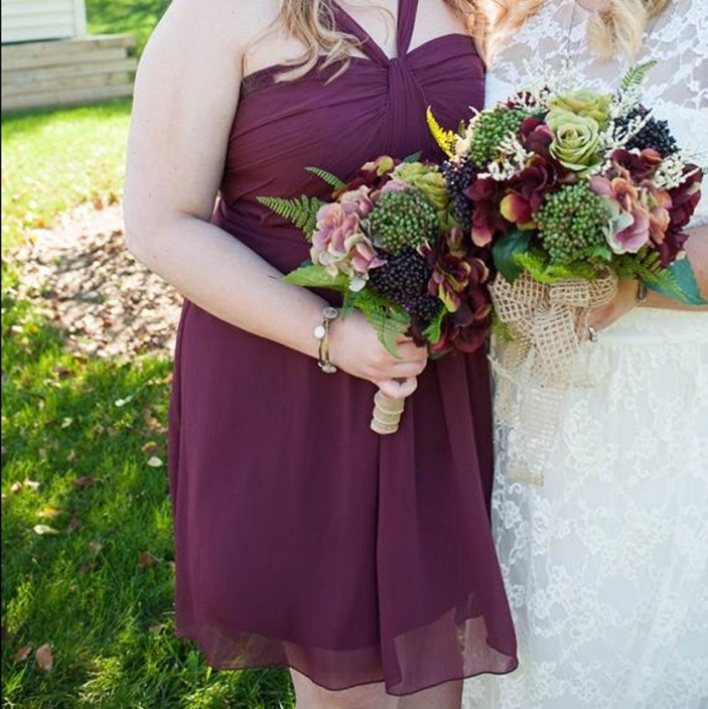 David’s Bridal Maroon Bridesmaid Dress